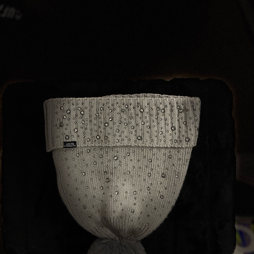 Victoria's Secret Gray Beanie with Rhinestones